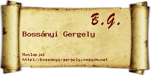 Bossányi Gergely névjegykártya